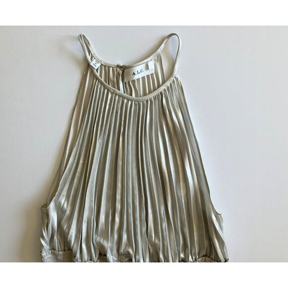 ALC Weston Dress Silver Size 8 Pleated Metallic Revolve - Picture 6 of 8